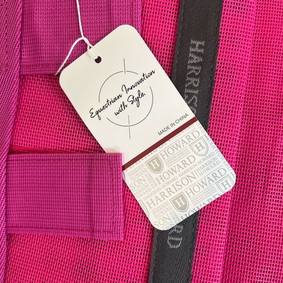 Harrison Howard Large Horse Fly Boots New Pink Magenta Loose Fitting Set of 4 - Picture 2 of 8